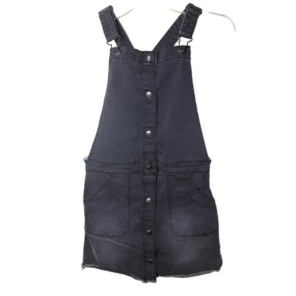 Boden GIrls 13 14 y Black Jean Denim Jumper Dress Overalls 164 cm Frayed Hem - Picture 1 of 6